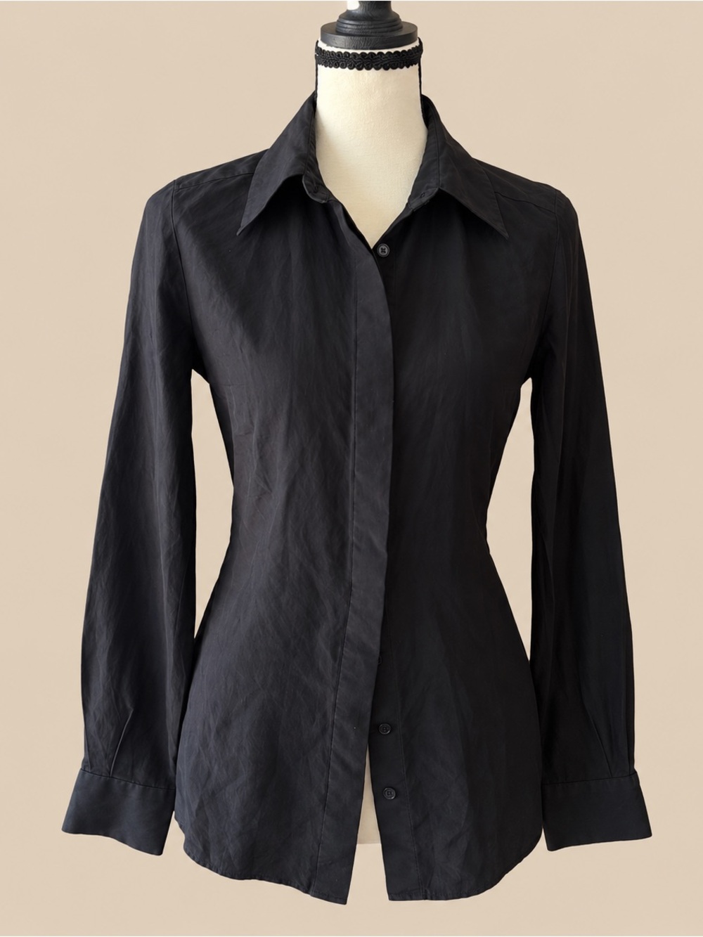 Y2K Vintage Guess Silk Black Button Down XS